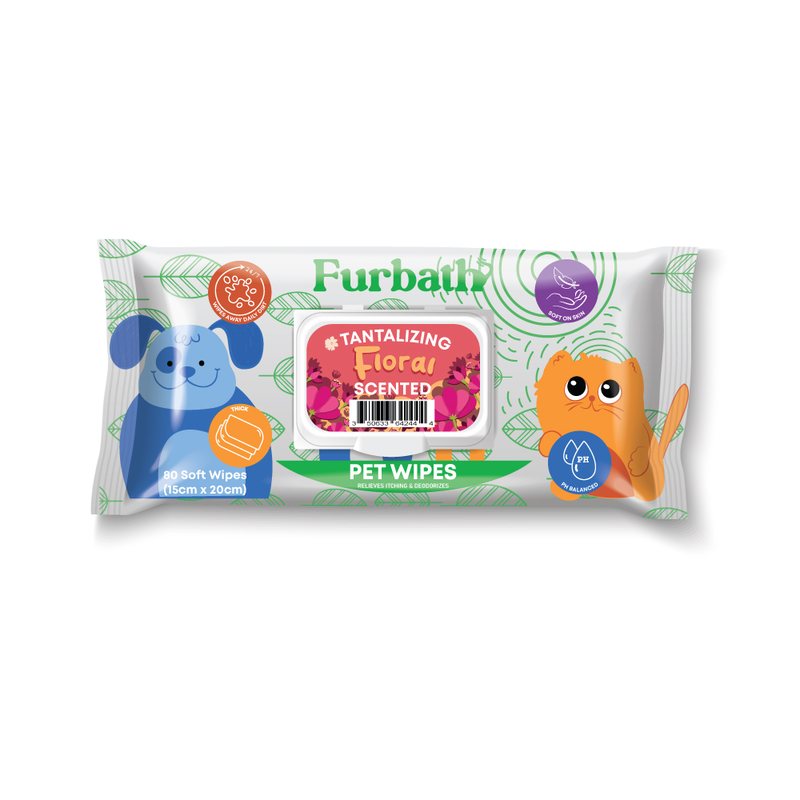 

Furbath Natural Pet Wipes 80 Count- Floral