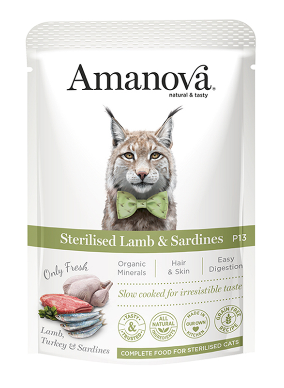 Amanova Wet Cat Sterilised Lamb & Sardines, 85g