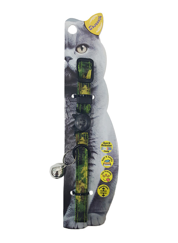 

Swooosh Only Green Green Cat Safe Cat Collar, Army Green