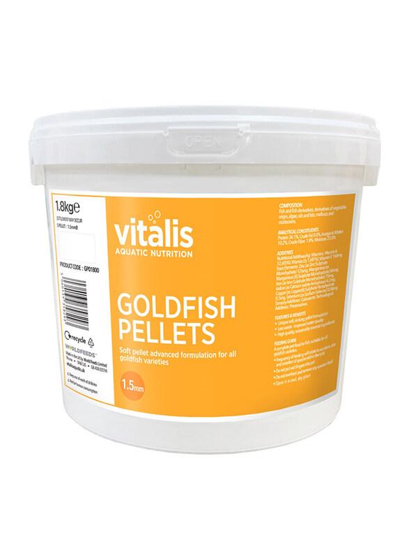 

Vitalis Goldfish Pellets Fish Dry Food, 1.5mm, Small, 1.8 Kg