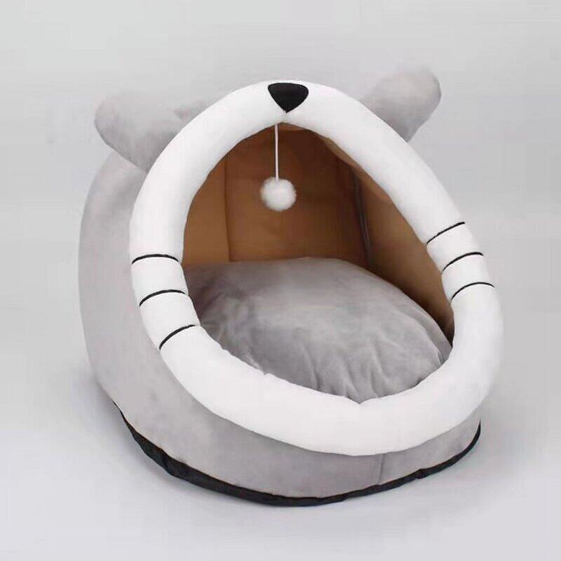 

Nutrapet Grizzly Hungry Cat Cave Grey Plush + Cotton Grey Cat Bed - Large 45 x 45 x40cm