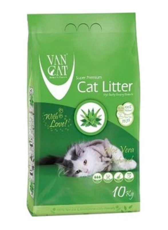 Van Cat Aloe Vera Perfumed Clumping Bentonite Cat Litter, 10Kg, White