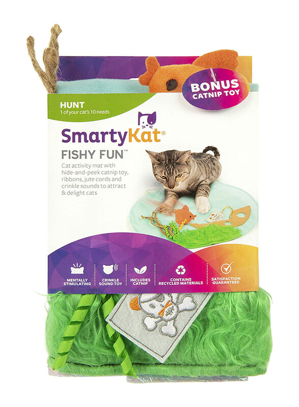

Smartykat Fishy Fun Crinkle Play Mat Catnip Cat Toy, Green