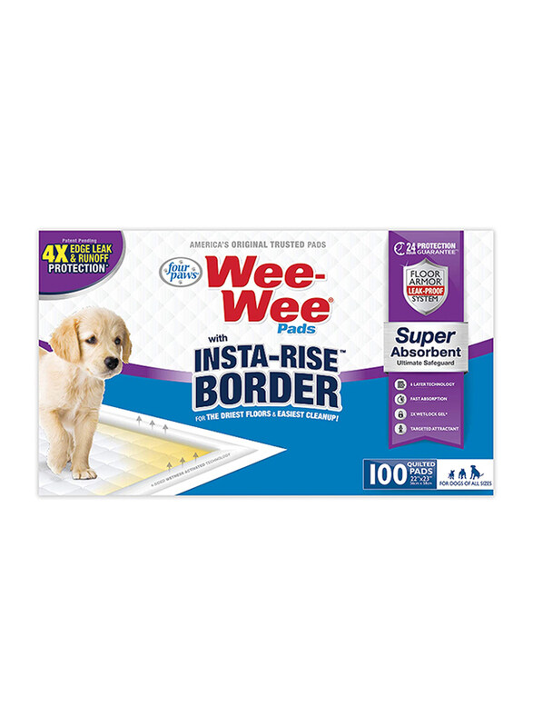

Four Paws Wee-Wee Insta-Rise Border Pad, White