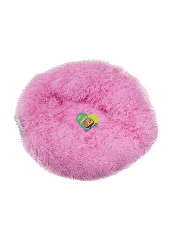 Grizzly 71 x 20cm Velour Plush Round Bed, Large, Pink