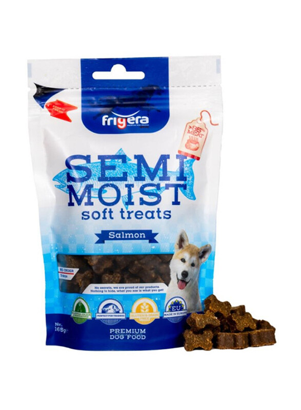 

Frigera Semi-Moist Soft Treats High Meat Gluten & Grain Free Salmon Dog Dry Food, 165g