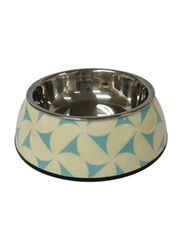 Nutrapet Applique Melamine Round Bowl, Small, Blue/Jasmine