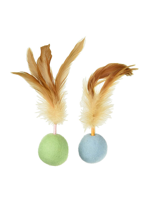 

Smartykat Felty Fun Wool Felt & Feather Ball Cat Toy, 2 Pieces, Multicolour