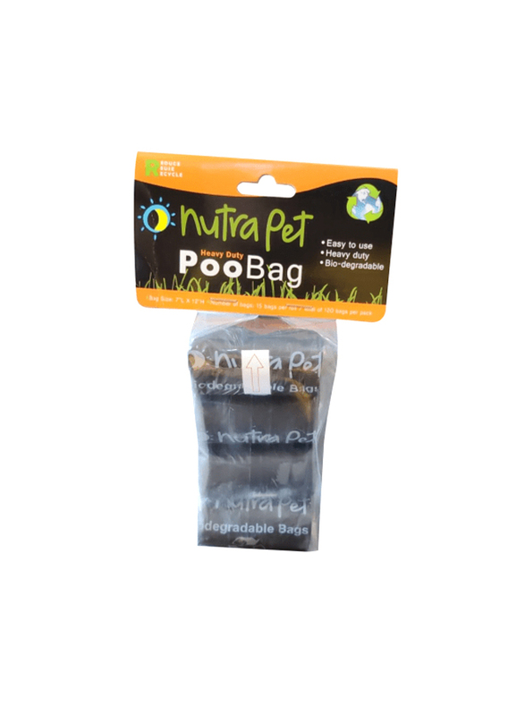Nutra Pet Dog Poo Bags with Header Card, 4 Rolls, Black