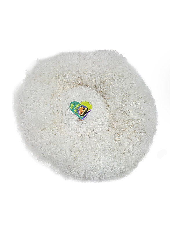 

Nutrapet Grizzly Velor Round Plush White Dog Bed Small - 50x 15cm