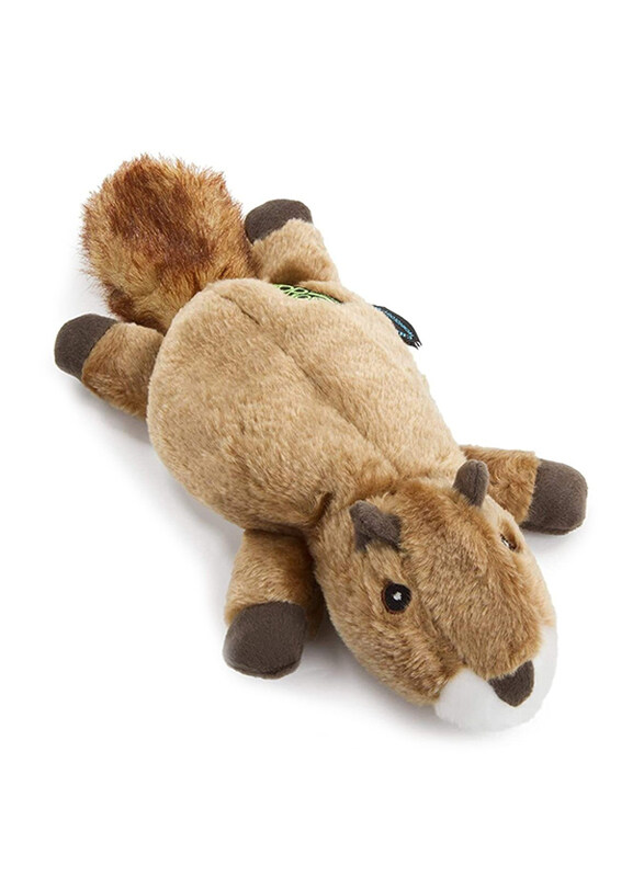 

Go Dog Flatz Squirrel Dog Toy with Chew Guard Technology, Brown