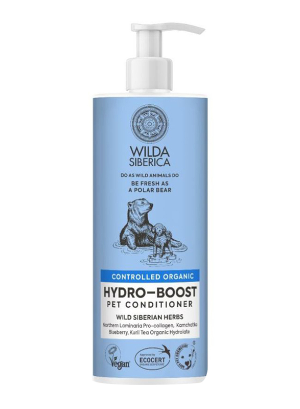 Wilda Siberica Controlled Organic Natural & Vegan Hydro-Boost Pet Conditioner, 400ml, Blue