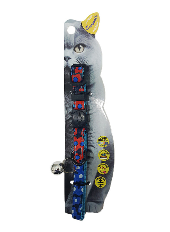 

Swooosh Leafy Cat Safe Cat Collar, Blue