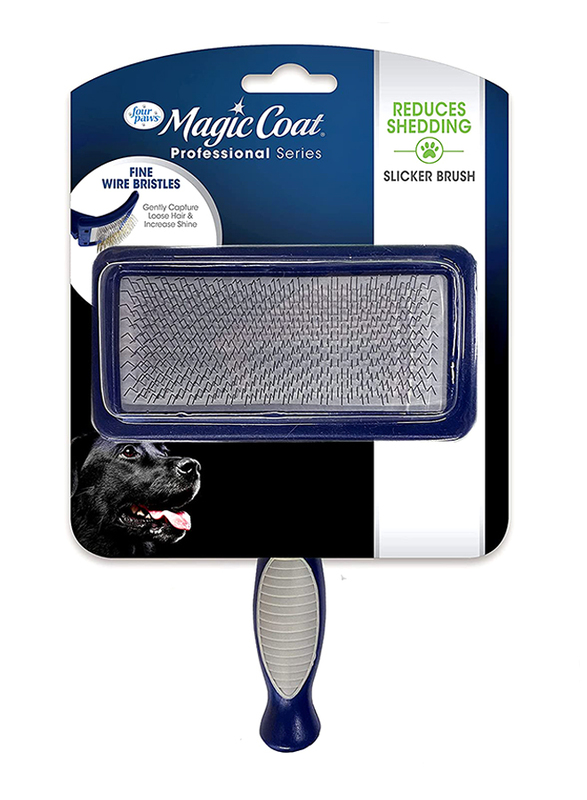 Four Paws Magic Coat Dog Grooming Slicker Brush, Medium, Blue/White