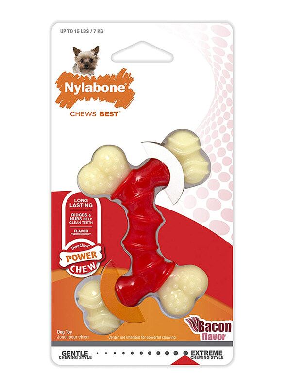 

Nylabone Power Double Bone Bacon Dog Chew Toy, Red