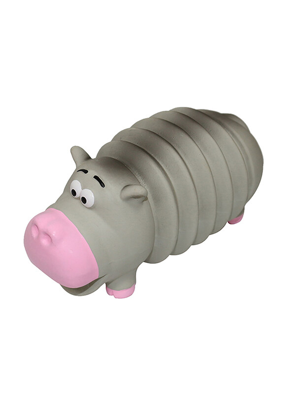 

Vadigran Latex Hippo Ribble Dog Toy, 19.5cm, Grey/Pink