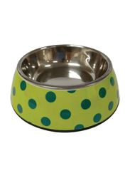 Nutrapet Applique Melamine Round Bowl, Small, Yellow/Blue Polka