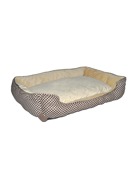 

K&H Self-Warming Lounge Sleeper Pet Bed, Medium, Brown Square Print