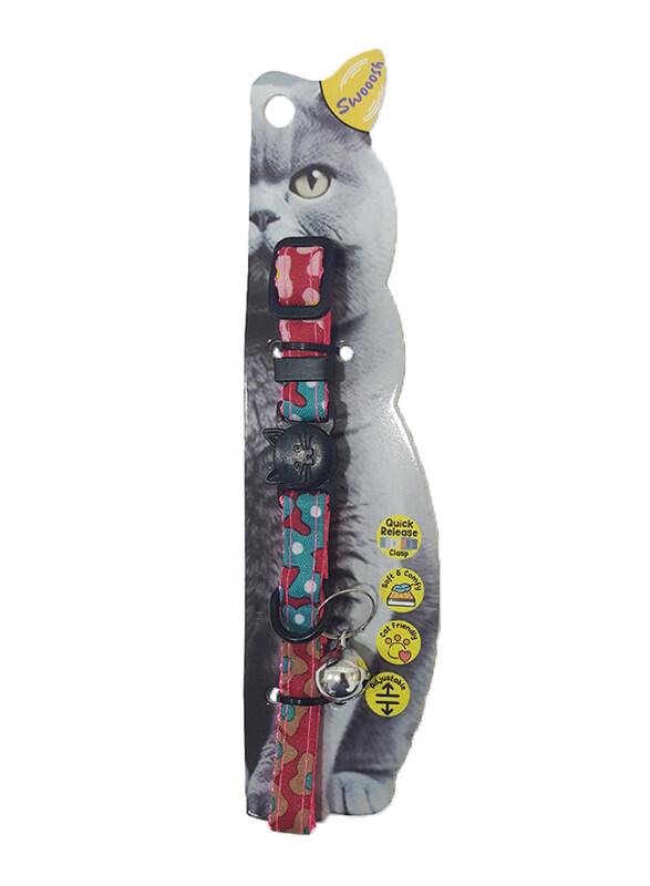 

Swooosh Leafy Cat Safe Cat Collar, Pink