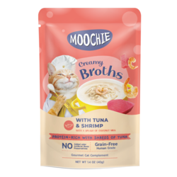 Moochie Creamy Broth With Tuna & Shrimp Kitten Pouch Wet Food, 40g