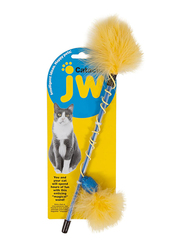 JW Cataction Feather Wand Cat Toy, Blue/Yellow