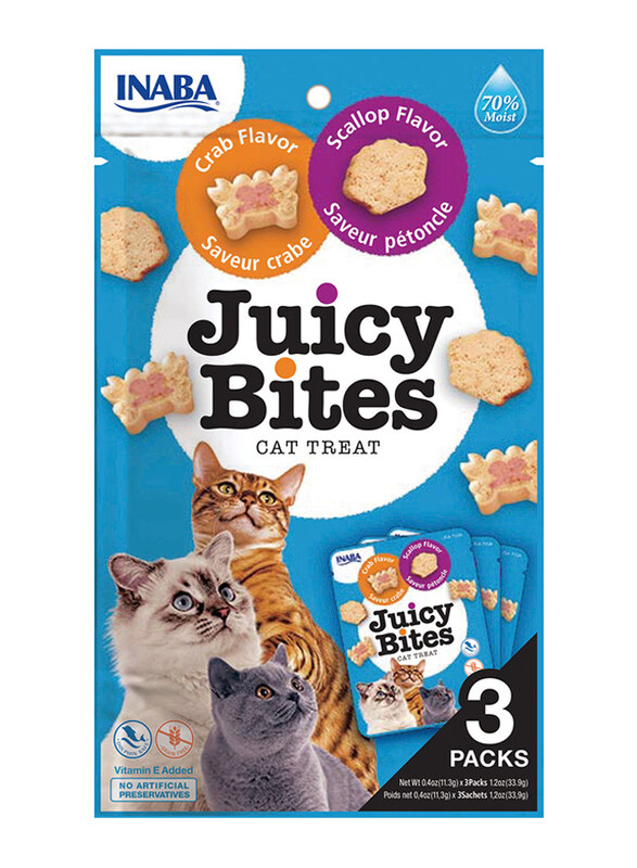 

Inaba Juicy Bites Scallop & Crab Flavoured Cat Dry Food, 3 Piece, 33.9g