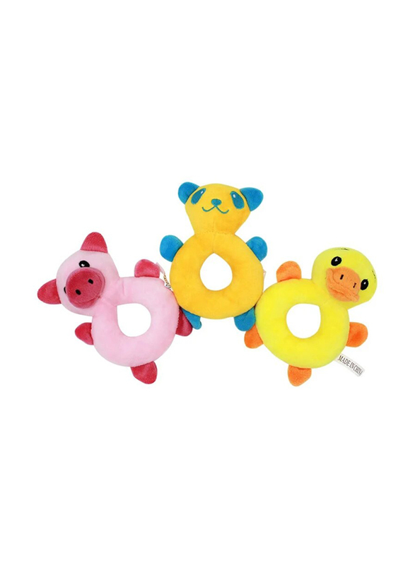 Plush Pet Squeakz Piggy/Racoon/Ducky Dog Toy, Multicolour