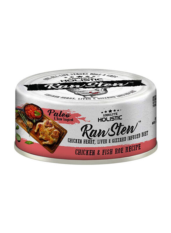 

Absolute Holistic Raw Stew Chicken & Fish Roe Recipe for Cats & Dogs, 12 x 80g