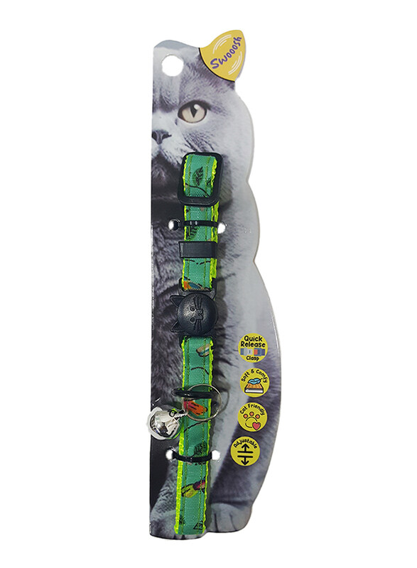 

Swooosh Magpie Safe Cat Collar, Green