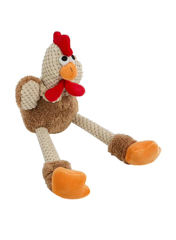 

Worldwise Moonmoon GoDog Checkers Skinny Rooster with Chew Guard Technology Tough Plush Dog Toy, Small, Brown