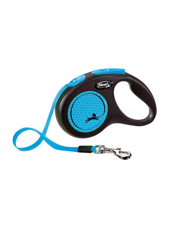 

Flexi Classic Tape Retractable Safety Dogs Leash, Small, 5m, Black/Neon Blue