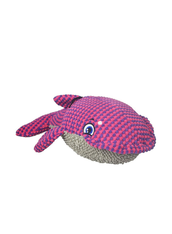 Plush Pet Whale Dog Toy, Large, Purple/Grey
