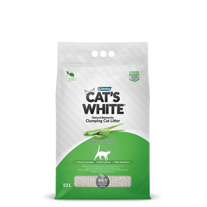 Cat's White Clumping Cat Litter, 10 Liters, Aloe Vera