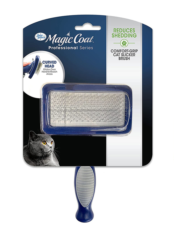 Four Paws Magic Coat Gentle Slicker Wire Cat Brush, Blue/White