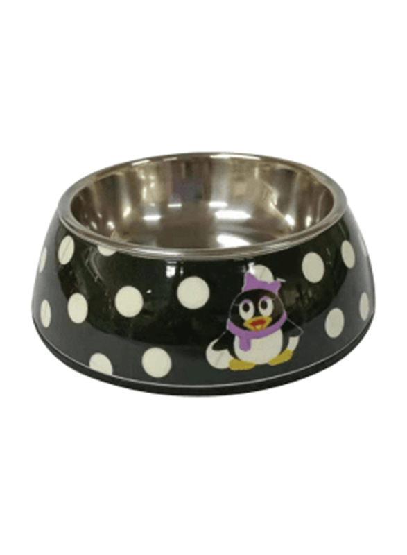 

Nutrapet Applique Melamine Round Bowl, Small, Black/White Polka