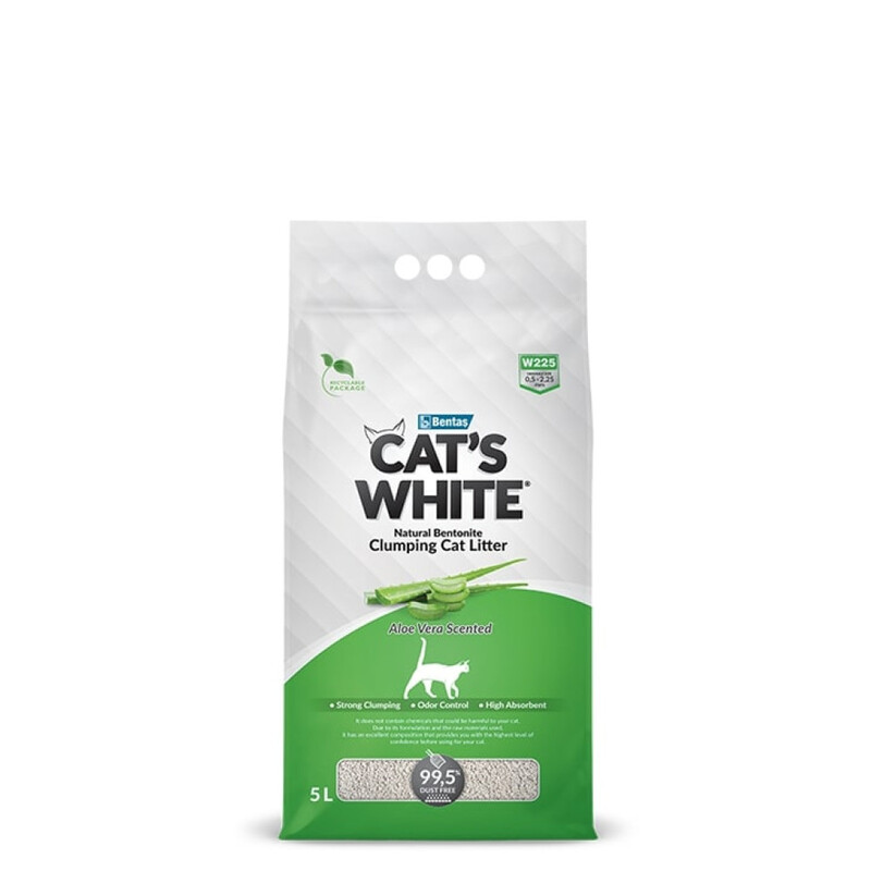 Cat's White Clumping Cat Litter, 5 Liters, Aloe Vera