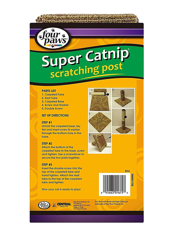 Four Paws Supper Catnip Scratching Post, Brown