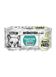 Absolute Pet Absorb Plus Antibacterial Pet Wipes with Peppermint Scent, 80 Sheets, White