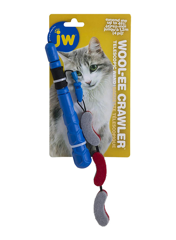 JW Pet Cat Telescopic Wool-ee Crawler Wand, Blue