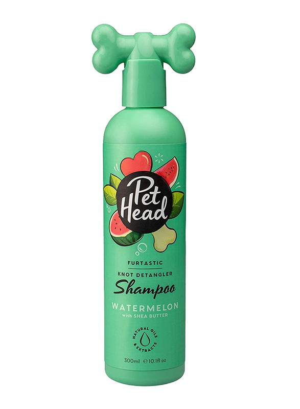 Pet Head Furtastic Watermelon Knot Detangler Dog Shampoo with Shea Butter, 300ml, Green