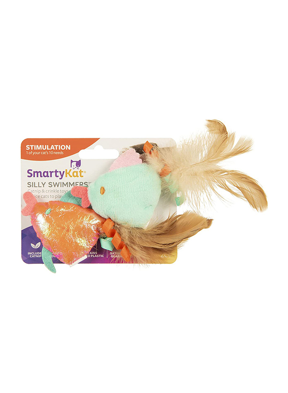 Smartykat Silly Swimmers Cat Toy with Soft Plush Catnip, 2 Pieces, Multicolour