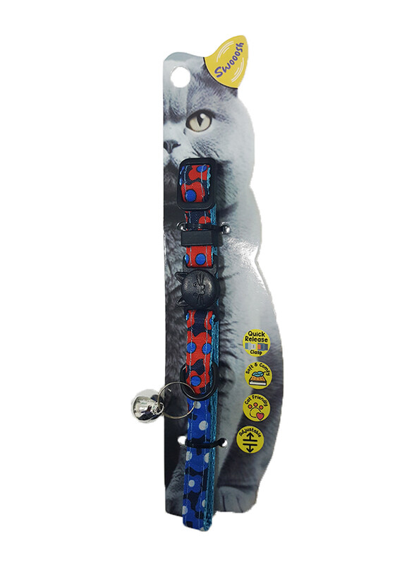 Swooosh Leafy Cat Safe Cat Collar, Blue