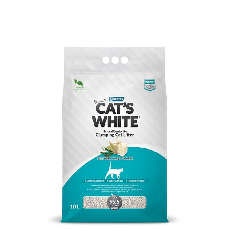 Cat's White Clumping Cat Litter, 10 Liters, Marsilla Soap