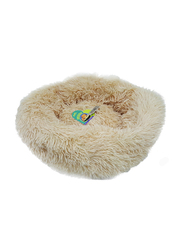 Grizzly 71 x 20cm Velour Plush Round Bed, Large, Light Beige