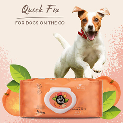 Pet Head Quick Fix Paw & Body Dogs & Cat Wipes, 80 Sheets, Peach