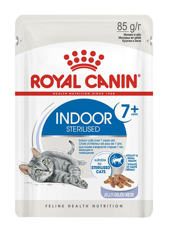 

Royal Canin Feline Health Nutrition Indoor Sterilised 7+ Cat Jelly Wet Food, 12 Pouches x 85g