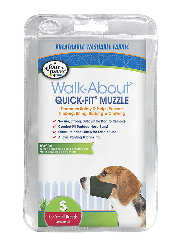 Four Paws Quick Fit Adjustable Dog Muzzle, Small, Black