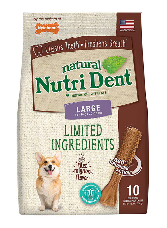 

Nylabone Nutri Dent Filet Mignon Dental Dog Dry Food, Large, 10 Chews, 520g