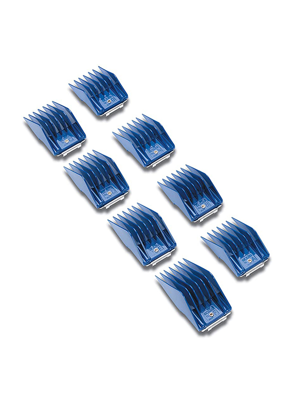 Andis Stainless Steel Universal Large Comb Clippers Set, 8 Pieces, Blue