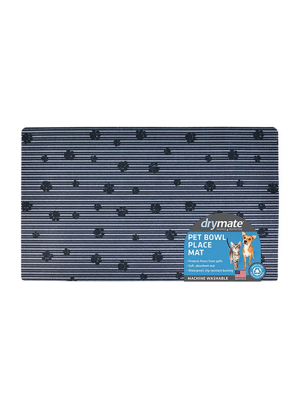 

DryMate Stripe/Paw Scented Cat Litter Mat, 71 x 91cm, Grey/Black